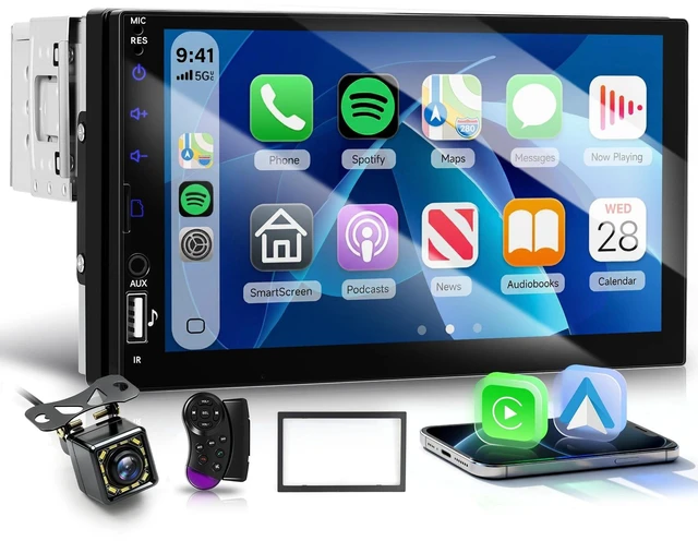 Alt view image 6 of 10 - Single Din Car Stereo with Wireless Carplay Android Auto, 7 Inch Touch Screen Car Stereo 1 Din with Backup Camera Car Radio Support Mirror Link Bluetooth 5.0 FM USB EQ Steering Wheel Control