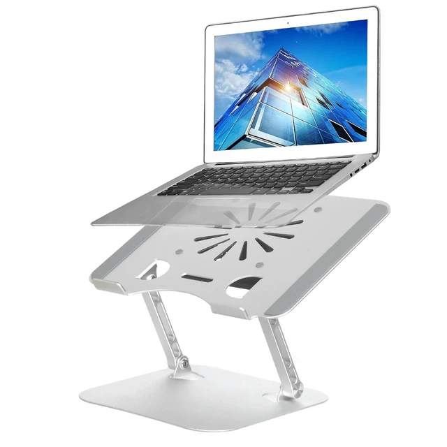 Alt view image 6 of 10 - Adjustable Laptop Stand with Cooling Fan, Aluminium Alloy Multi-Angle Computer Holder for Desk, Portable Notebook Metal Mount Compatible with MacBook, Air, Pro, Dell, Alienware All Laptops 11"-17.3"