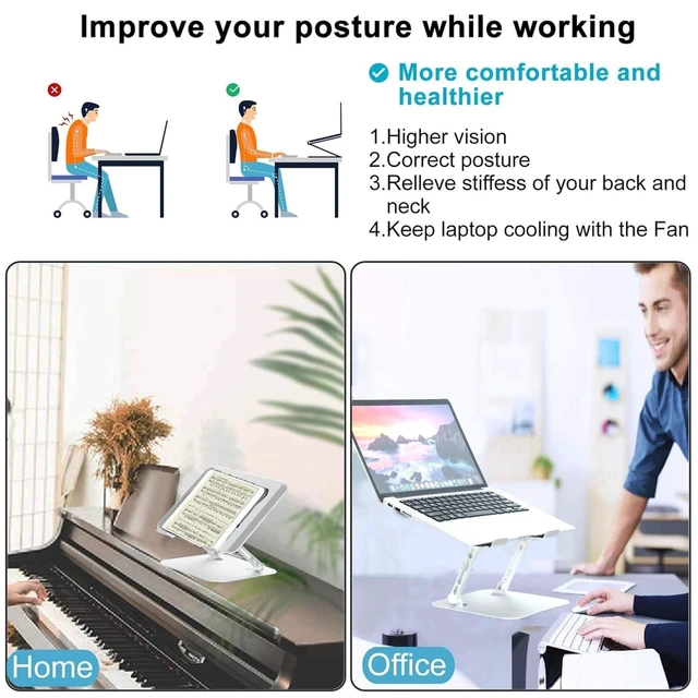 Alt view image 7 of 10 - Adjustable Laptop Stand with Cooling Fan, Aluminium Alloy Multi-Angle Computer Holder for Desk, Portable Notebook Metal Mount Compatible with MacBook, Air, Pro, Dell, Alienware All Laptops 11"-17.3"