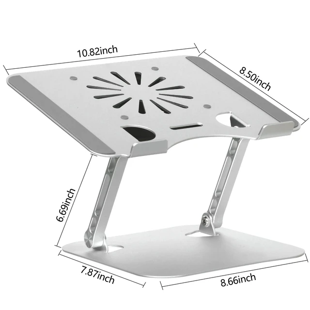 Alt view image 9 of 10 - Adjustable Laptop Stand with Cooling Fan, Aluminium Alloy Multi-Angle Computer Holder for Desk, Portable Notebook Metal Mount Compatible with MacBook, Air, Pro, Dell, Alienware All Laptops 11"-17.3"