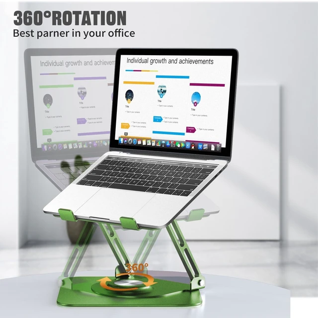 Alt view image 7 of 10 - JOYEKY Laptop Stand for Desk, Adjustable Computer Stand with 360 Rotating Base, Ergonomic Laptop Riser for Collaborative Work, Foldable & Portable Laptop Stand, fits for All 10-16" Laptops