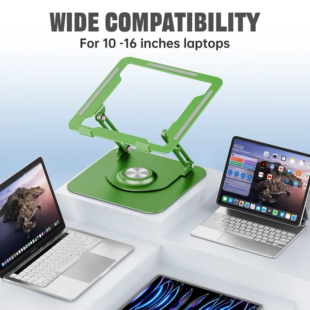 Alt view image 10 of 10 - JOYEKY Laptop Stand for Desk, Adjustable Computer Stand with 360 Rotating Base, Ergonomic Laptop Riser for Collaborative Work, Foldable & Portable Laptop Stand, fits for All 10-16" Laptops