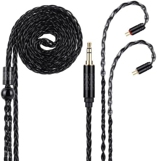 Alt view image 5 of 8 - UNCLE LIGHT 3.5mm to 2Pin (0.78mm) IEM Cable, 8-Core OCC Silver-Plated HiFi Earbud Cable, Ultra-Soft, for Earphone and in Ear Monitor, 1.3m Black
