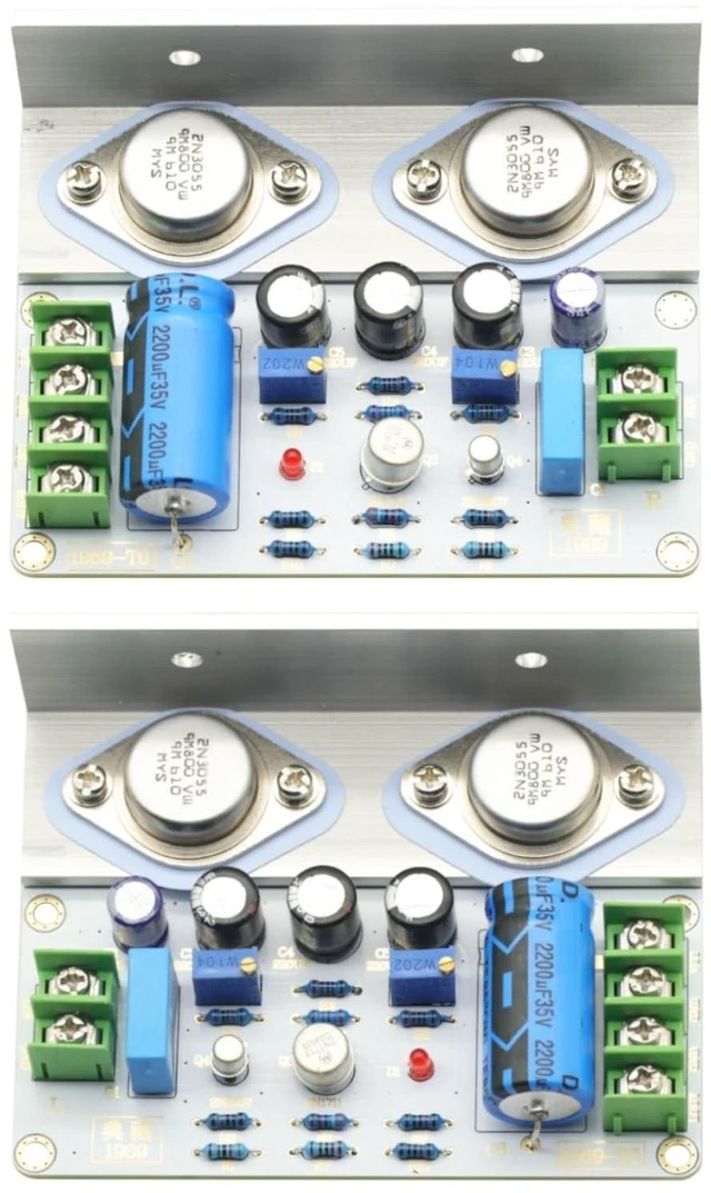 Alt view image 8 of 10 - 2Pcs 1969 Class A Power Amplifier Board 10-15W HiFi Audio Amplificador 2N3055 PCB Assembled Board