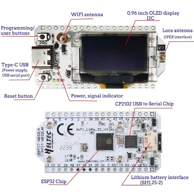 Alt view image 7 of 10 - Geekstory 915MHZ ESP32 LoRa Development Board V3 SX1262 ESP32 LoRa V3 with OLED Display + LoRa 32 V3 case + LoRa Antenna for Arduino LoraWan IOT Internet, not Compatible with LoRa V2 (Pack of 2)