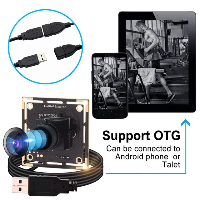 Alt view image 7 of 10 - IEights Global Shutter USB Camera Module 720P 60FPS Wide Angle 1MP UVC USB2.0 PC Camera for Laptop Jetson Nano
