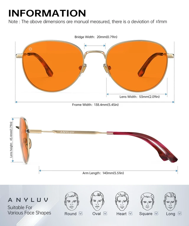 Alt view image 9 of 10 - ANYLUV Blue Light Blocking Glasses Men Women, Round Lightwight Blue Light Glasses Computer Screen for Eye Protection
