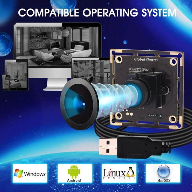 Alt view image 9 of 10 - IEights Global Shutter USB Camera Module 720P 60FPS Wide Angle 1MP UVC USB2.0 PC Camera for Laptop Jetson Nano