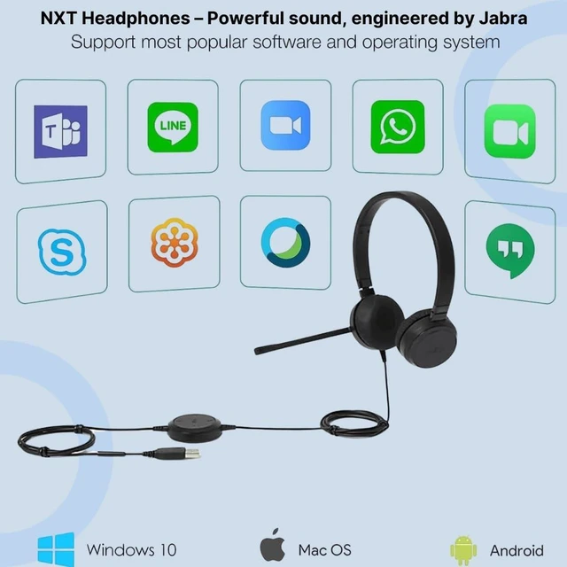 Alt view image 10 of 10 - Ebid-Dealz Replacement for NXT UC-2000 Headset Sound by Jabra for Professional Stereo Headset with Noise-Canceling Mic, Adjustable Headband NX55445 NX59468 HSC016