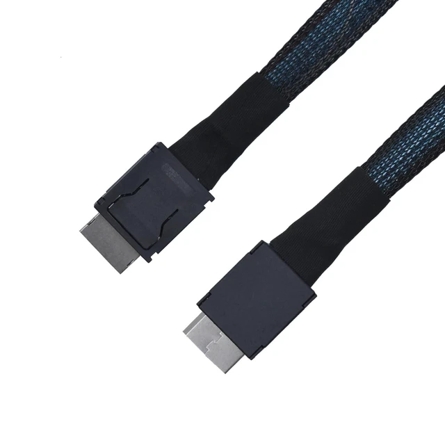 Alt view image 10 of 10 - LetLinkSo Oculink Cable PCIe 4.0 SFF-8611 4i Male Extension Cable for Oculink eGPU onexGPU Mini PC SSD, 4.9 feet (150 cm)