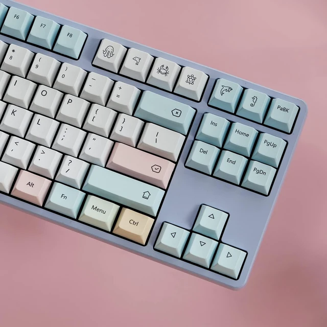 Alt view image 7 of 8 - CuXiu Chalk PBT Keycaps 136 Keys Dye Sub Keycap Set for Cherry MX Switches Mechanical Keyboard gh60 xd64 xd84 xd96 87 104 (English)