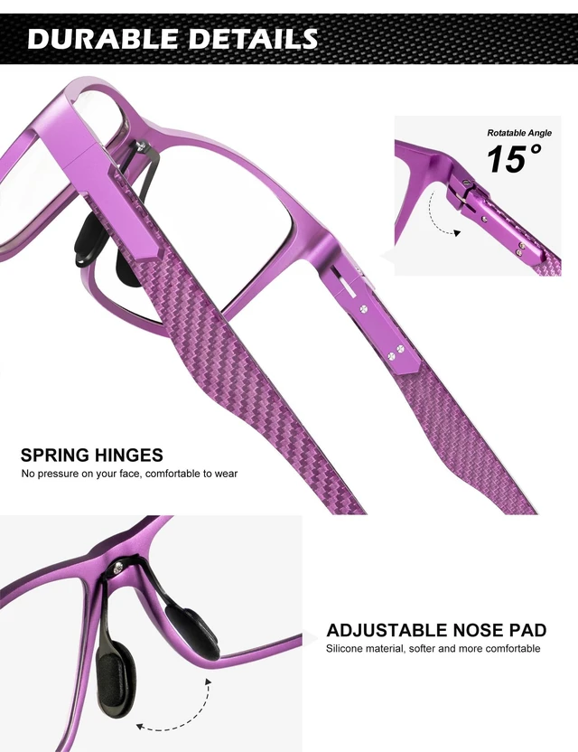 Alt view image 9 of 10 - ANYLUV Blue Light Blocking Glasses Men Computer Gaming Glasses Lightweight Al-Mg Metal Anti Eyestrain Eye Protection