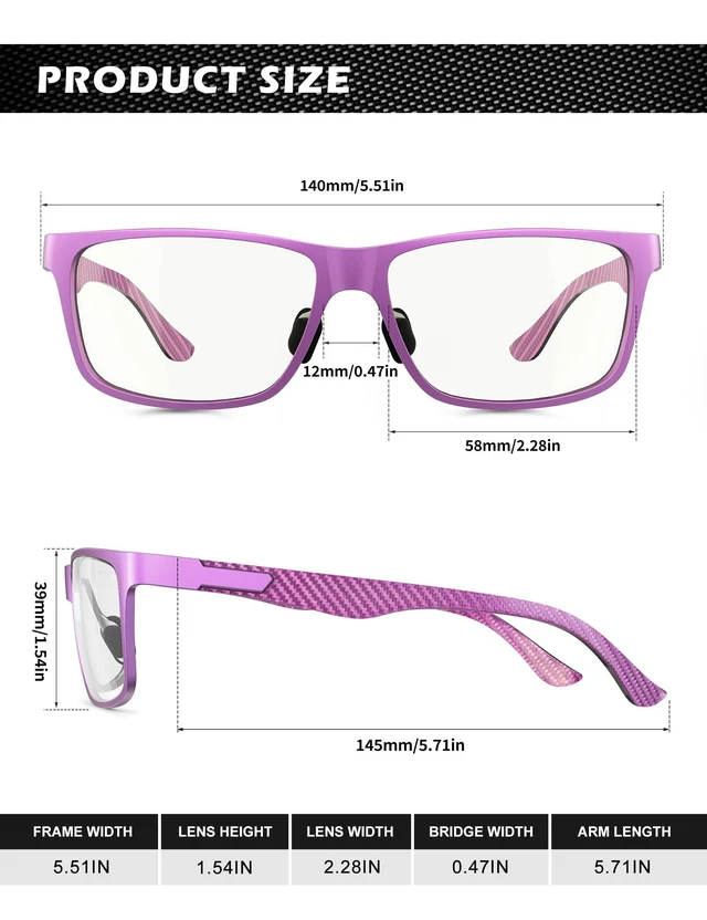 Alt view image 10 of 10 - ANYLUV Blue Light Blocking Glasses Men Computer Gaming Glasses Lightweight Al-Mg Metal Anti Eyestrain Eye Protection