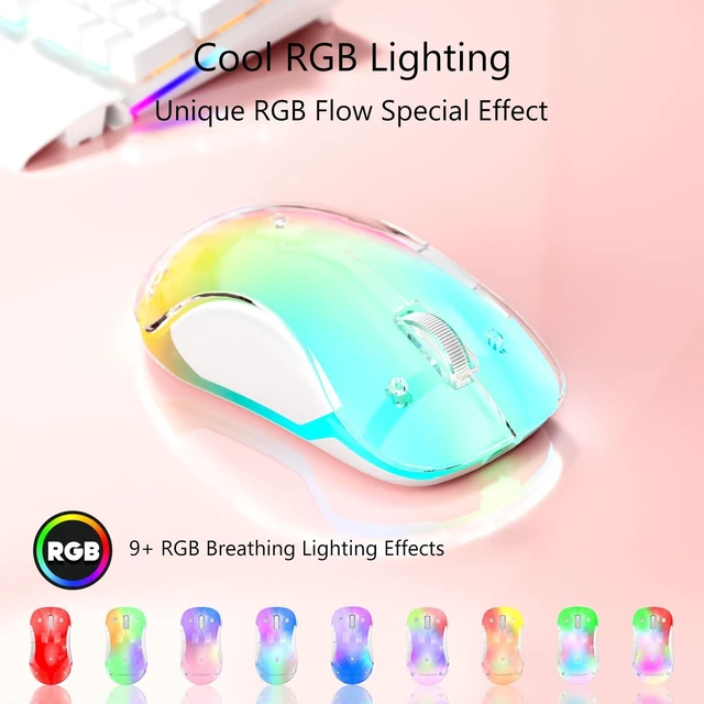 Alt view image 7 of 10 - memzuoix 2.4G Wireless Mouse with Customizable Cover & 9-Color LED - Rechargeable Ergonomic, 1200 DPI, 5 Buttons, USB Receiver for PC/Mac - Pink