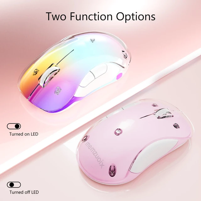 Alt view image 8 of 10 - memzuoix 2.4G Wireless Mouse with Customizable Cover & 9-Color LED - Rechargeable Ergonomic, 1200 DPI, 5 Buttons, USB Receiver for PC/Mac - Pink
