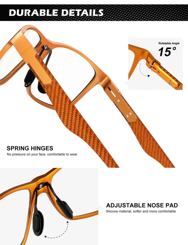 Alt view image 9 of 10 - ANYLUV Blue Light Blocking Glasses Men Computer Gaming Glasses Lightweight Al-Mg Metal Anti Eyestrain Eye Protection