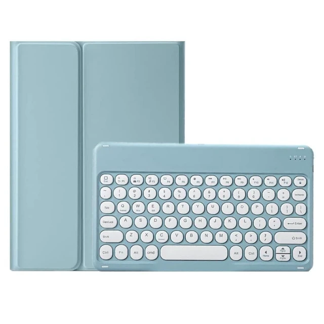 Alt view image 6 of 10 - KMXDD Cute Keyboard Case for iPad mini7 A17 Pro 2024, iPad mini 6th Generation 2021 Keyboard Case Round Key Removable Bluetooth Keyboard Cover Support Pencil Charging,Mist Blue