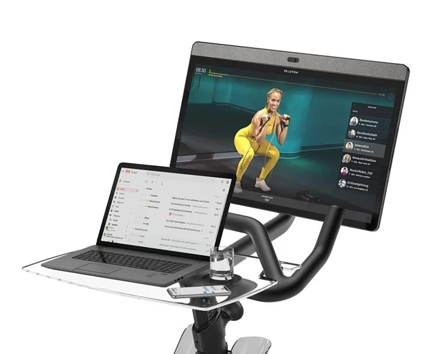 Alt view image 7 of 10 - SELINA for Peloton Bike Desk Tray Table for Laptop, Tablet, Phone & More ^^ Premium Clear Acrylic Holder Compatible with Peloton Bike Plus Peloton Accessories (Bike+)