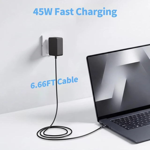 Alt view image 10 of 10 - FSJTD 45W USB-C Surface Pro Charger Compatible with Microsoft Surface Pro