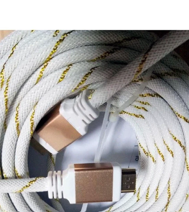 Alt view image 6 of 6 - CableVantage Premium HDMI Cable 100FT 100feet V1.4 for 1080P 3D TV DVD PS4 PS3 360 HDTV Monitor Braided Nylon HDMI Cord, Gold Tip White