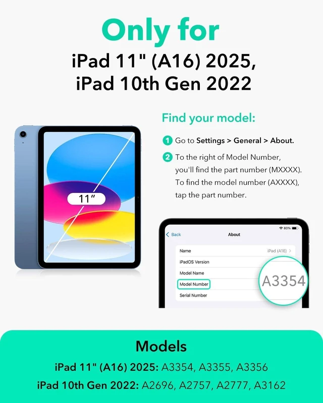 Alt view image 7 of 10 - ESR for iPad A16 Case, iPad 11th/10th Generation Case (2025/2022), Removable Magnetic Cover, Adjustable Portrait/Landscape Stand with Raised Screen View, 9 Standing Angles, Blue
