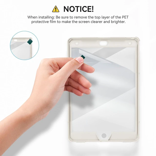 Alt view image 8 of 10 - Stweap Case for iPad 9th/8th/7th Generation-Built-in Screen Protector,with Pencil Holder&360Rotating Hand Strap,Shoulder Strap,Case for iPad 10.2 inch 2021-2019(Green/Beige)