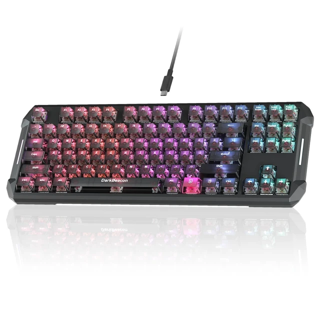 Alt view image 6 of 10 - DarkBeacon Blade87 TKL Mechanical Keyboard with Silent Switches, Quiet Typing 87 Keys, Hot Swappable, Gasket Structure, 8000Hz, N-Key Rollover, RGB Backlit, USB Wired Gaming Keyboards for Win/Mac