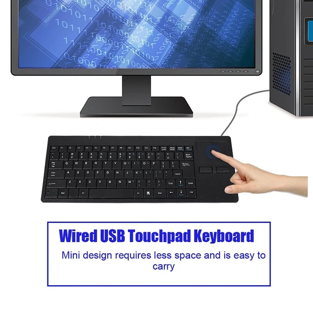 Alt view image 7 of 10 - Wisoqu Builtin Touchpad HUB Port Wired Keyboard, Mute USB Keyboard, Antislip Mat for Desktop Laptop Computer