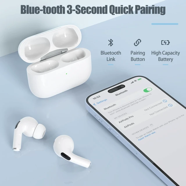Alt view image 10 of 10 - Wireless Charging Case for AirPods Pro 1/2 USB C Prot with Bluetooth Button