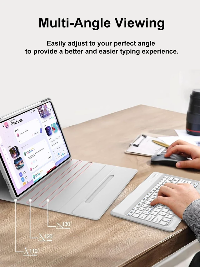 Alt view image 8 of 10 - Keyboard Case for Redmi Pad Pro / Xiaomi Poco Pad 12.1 inch, Magnetic Detachable Wireless Keypad, Protective Folio Cover with Pen Holder for Xiaomi Tablet Redmi Pro 12.1" 2024 Release, Auto Sleep/Wake