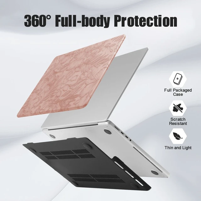 Alt view image 9 of 10 - DTangLsm for MacBook Pro 16 inch Case M5 2026, 2021-2025 M4 M3 M2 M1 A3428 A3429 A3403 A3186 A2991 A2780 A2485 Pro Max, Textured Retro Leather Hard Cover for MacBook Pro 16 Case+Keyboard Cover, Pink