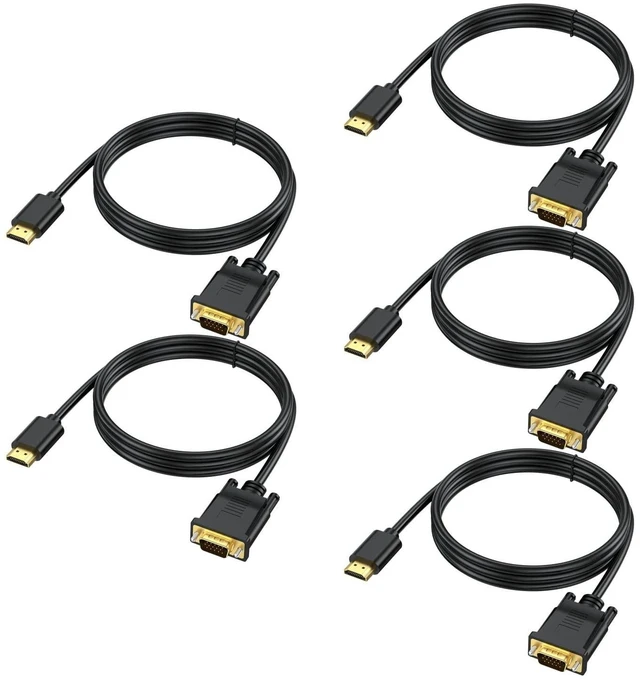 Alt view image 6 of 10 - URELEGAN HDMI to VGA Cable 5-Pack, HDMI to VGA 3.3 Feet 1080P HD Video Cord Compatible for Computer, Desktop, Laptop, PC, Monitor, Projector, HDTV and More (NOT Bidirectional, 1M)