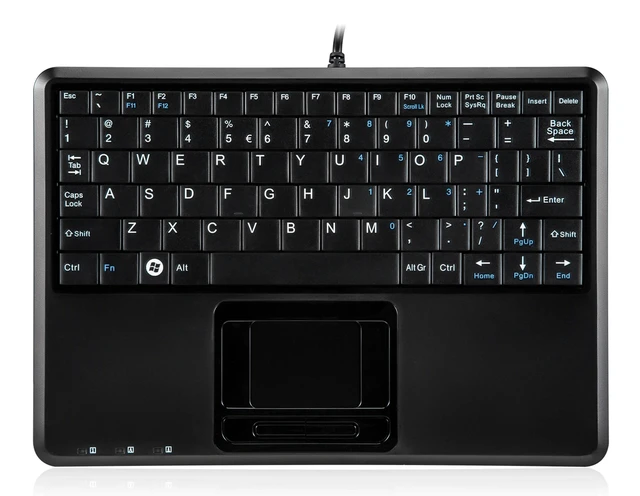 Alt view image 6 of 10 - Perixx PERIBOARD-510H Plus, Wired Super Mini USB Touchpad Keyboard, X Type Scissor Keys with 2 Built-in Hubs, Black, US English Layout (11005)