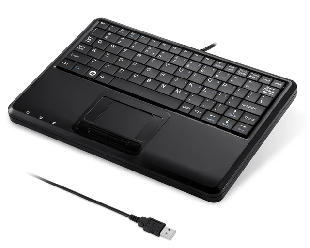 Alt view image 8 of 10 - Perixx PERIBOARD-510H Plus, Wired Super Mini USB Touchpad Keyboard, X Type Scissor Keys with 2 Built-in Hubs, Black, US English Layout (11005)
