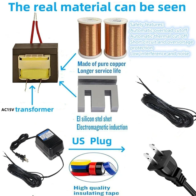 Alt view image 9 of 10 - Fesasn 15V AC Adapter for Acorn 120, 130 Stair Lift, Compatible with Acorn B4 2014 PN: OWL1557 Lemac 2739-208 BattAngel BA57, SF57T-1502500AU Charger Transformer Power Supply