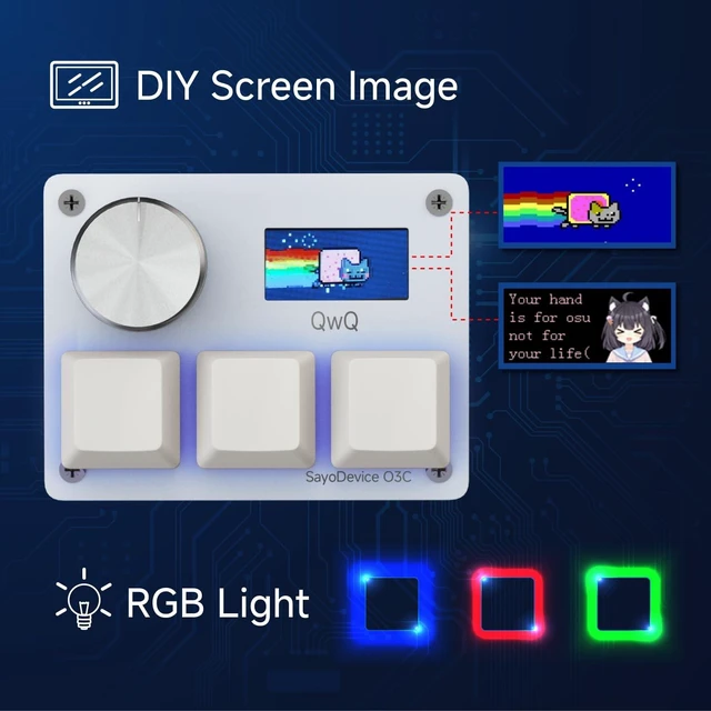 Alt view image 10 of 10 - SAYODEVICE O3C Rapid Trigger Hall Effect Keyboard Suitable for OSU and Geometry Dash Rhythm Game Macro Keypad with Magnetic Linear Switches (White, Gateron Jade Pro Green Switch)