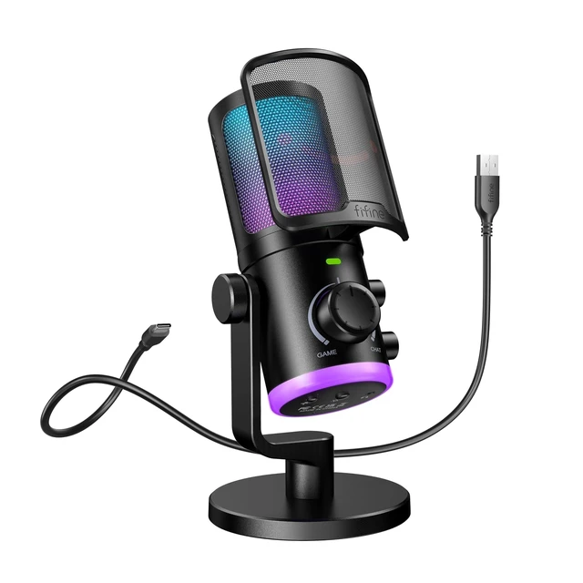Alt view image 6 of 10 - FIFINE AmpliGame AM6 USB Gaming Microphone, Condenser Mic with ChatMix Dial