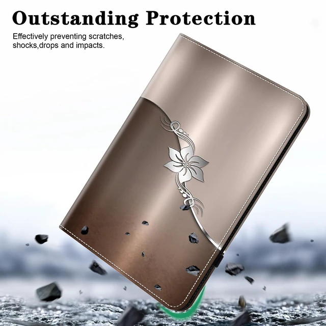 Alt view image 7 of 10 - TUOLISG Case for Samsung Galaxy Tab S11 Ultra 14.6 inch 2025 with Pen Holder & Card Slots, Premium PU Leather Flip Folio Kickstand Case - Silver Flower