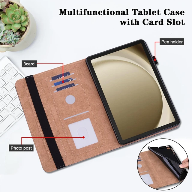 Alt view image 9 of 10 - TUOLISG Case for Samsung Galaxy Tab S11 Ultra 14.6 inch 2025 with Pen Holder & Card Slots, Premium PU Leather Flip Folio Kickstand Case - Silver Flower