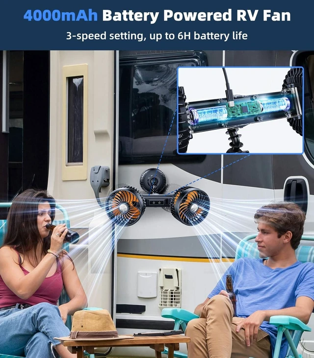 Alt view image 8 of 10 - DICMKY Dual Head Suction Cup Car Cooling Fan for Window Dashboard, 4000Mah Battery Powered Rechargeable USB Car Fans That Blow Cold Air, Cooler for Semi Truck Rv Van Tractor Cab Vehicles without Ac