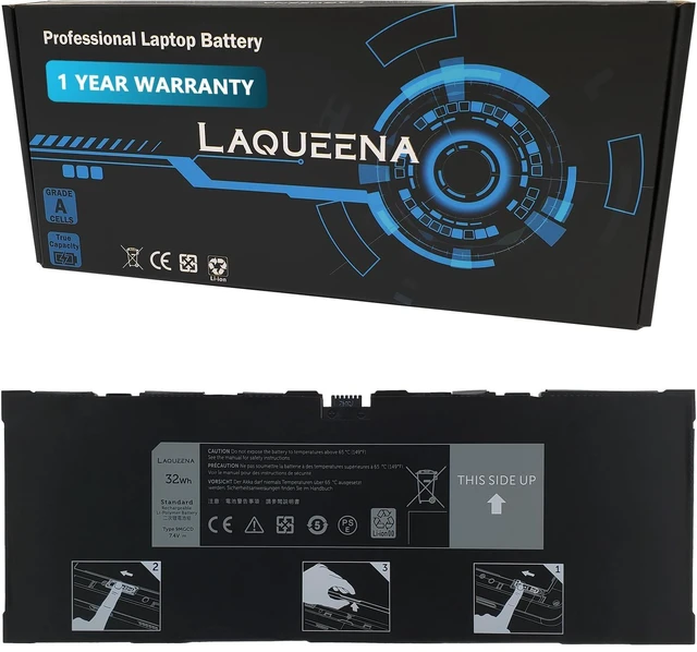 Alt view image 6 of 10 - LAQUEENA 9MGCD Laptop Battery Compatible with Dell Venue 11 Pro 5130 Tablet Series XMFY3 312-1453 VYP88 0XMFY3 T8NH4 0T8NH4 7.4V 32Wh 2-Cell
