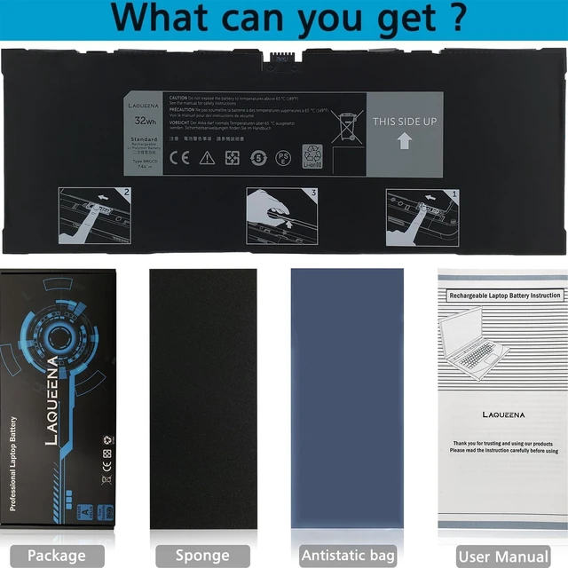 Alt view image 8 of 10 - LAQUEENA 9MGCD Laptop Battery Compatible with Dell Venue 11 Pro 5130 Tablet Series XMFY3 312-1453 VYP88 0XMFY3 T8NH4 0T8NH4 7.4V 32Wh 2-Cell