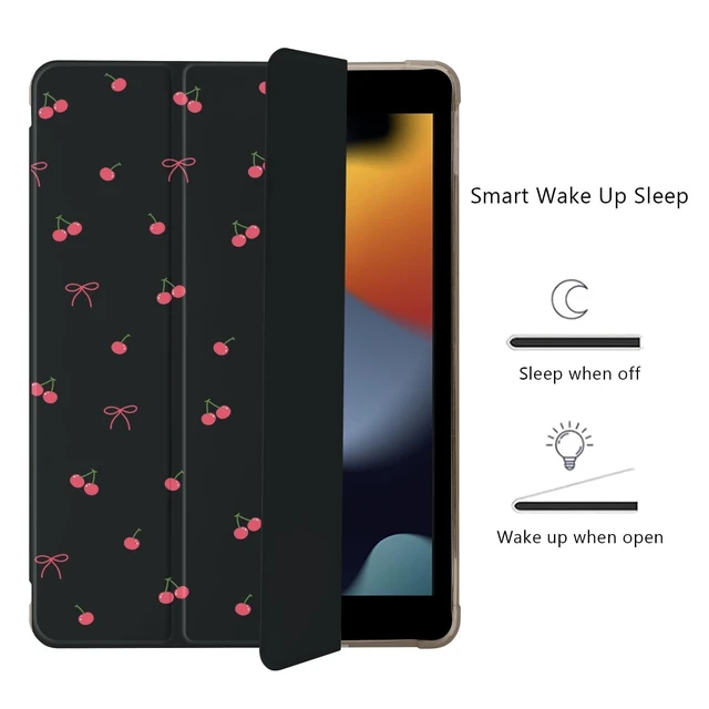 Alt view image 8 of 10 - Cute Kawaii Cherry Bow for iPad Air 3 Case with Pencil Holder, Auto Sleep/Wake, Black Leather Soft TPU Back Cover for iPad Pro 10.5 Inch 2017