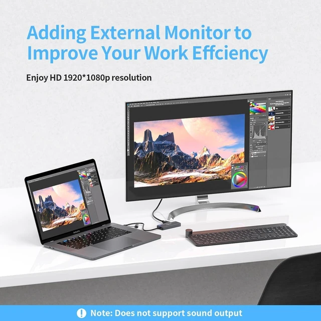 Alt view image 7 of 10 - USB 3.0 to hdmi Adapter&USB c to hdmi Adapter 2 in 1,ZIYUETEK 5-in-1 USB C and USB3.0 Docking Station, Suitable for MacBook Pro/Air/M1/M2/Mac, Windows7/8/10/11, Android 7 and Above