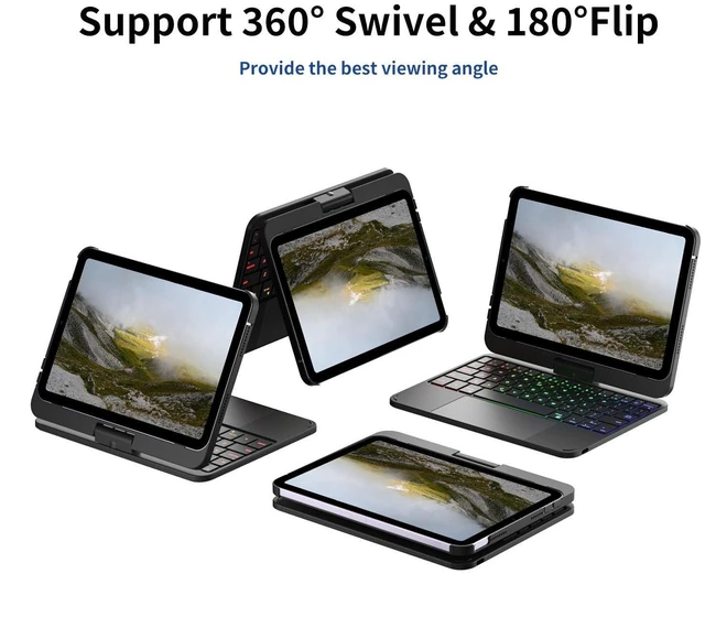 Alt view image 8 of 10 - Mollenmell Keyboard Case for iPad mini 7 A17 Pro(2024) & Mini 6 (2021) 8.3", 360 Rotate Case for iPad mini 7th/6th Generation, Touchpad Keyboard with 7 Color Backlit, Type-C Rechargeable (Black)