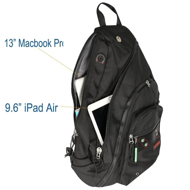 Alt view image 8 of 10 - Larswon Sling Backpack, Sling Bag Laptop, Crossbody Bag Men, Shoulder Bags Black