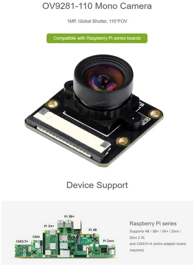 Alt view image 9 of 10 - OV9281-110 1MP Mono Camera for Raspberry Pi 4B /3B+ /3A+ /Zero/Zero 2 W and CM3/3+/4 with Global Shutter More Clear Imaging @XYGStudy