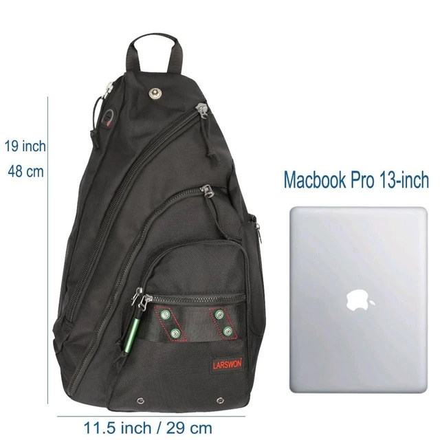 Alt view image 9 of 10 - Larswon Sling Backpack, Sling Bag Laptop, Crossbody Bag Men, Shoulder Bags Black