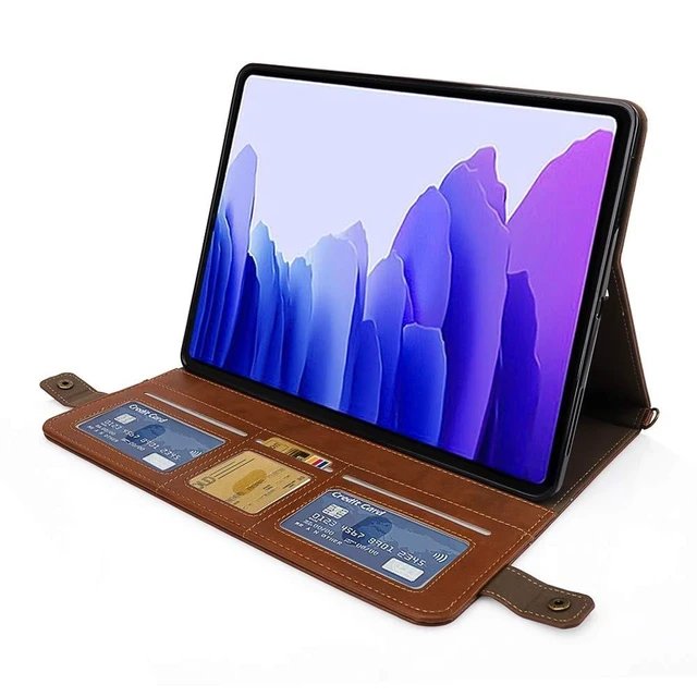 Alt view image 8 of 10 - Case for Samsung Galaxy Tab S10 Ultra/S9 Ultra/S8 Ultra 14.6-inch, Techcircle Folio Stand PU Leather Cover with Hand Strap, Crossbody Case w/Pen Holder Card Slots Envelope Pocket Wallet Case, Coffee