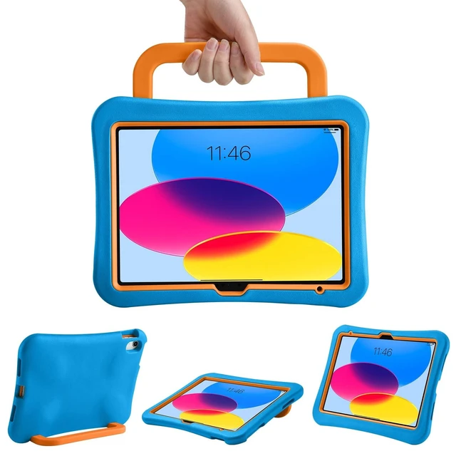 Alt view image 6 of 10 - LeiJue Kids Case for iPad (A16) 11th/10th Gen 10.9'' 2025/2022, Light Weight Heavy Duty/Shockproof/Drop Proof with Handle, Child Friendly case for iPad 11/10th (Blue)